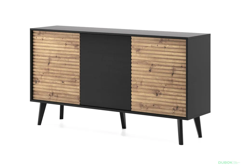 Finální Výprodej Komoda K154 dub artisan / černý Willow