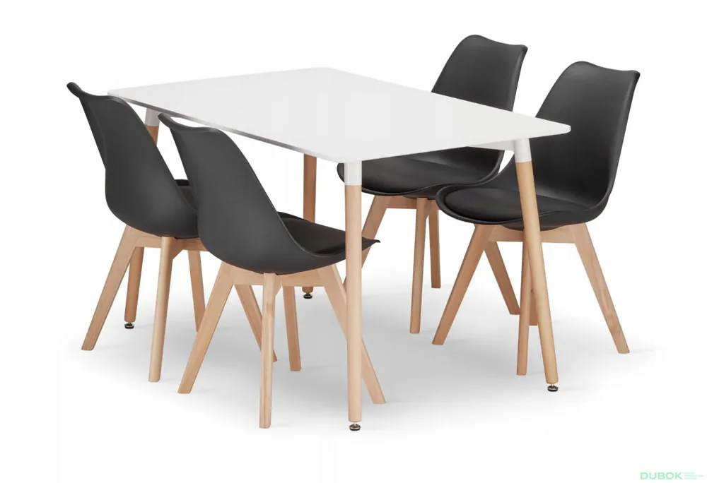 Sada obdélníkový stůl ADRIA 120x80 bílý + 4 židle MARK černé Super Cena