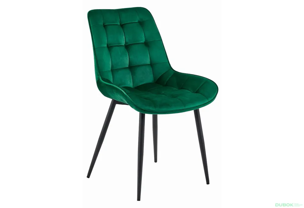 Židle BERA - tmavě zelený samet / černé nohy x 1 Sezónní Sleva