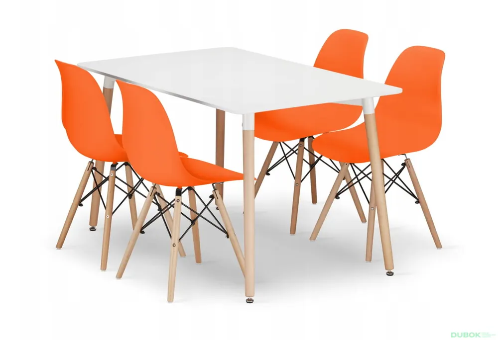 Nízká Cena Sada obdélníkový stůl ADRIA 120x80 bílý + 4 židle OSAKA oranžové