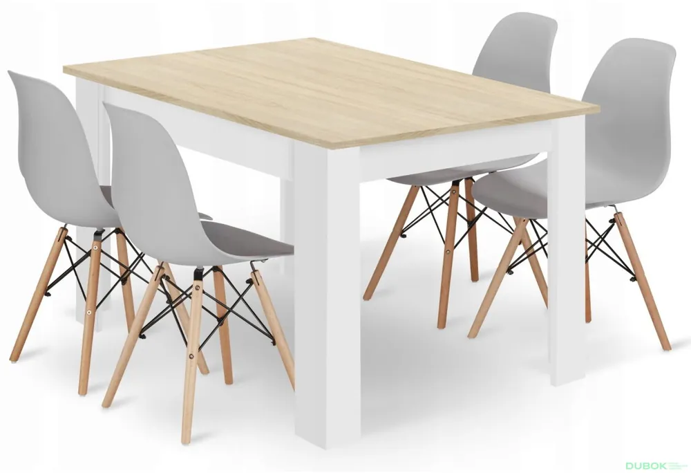 Sada obdélníkový stůl 120x80 dub sonoma + 4 židle OSAKA šedé Akce