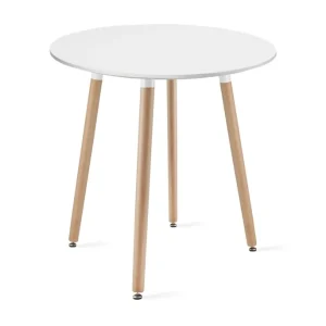 Značkový Stůl KAMI Kulatý 60cm - bílý / přírodní nohy