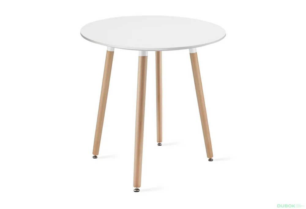 Značkový Stůl KAMI Kulatý 60cm - bílý / přírodní nohy