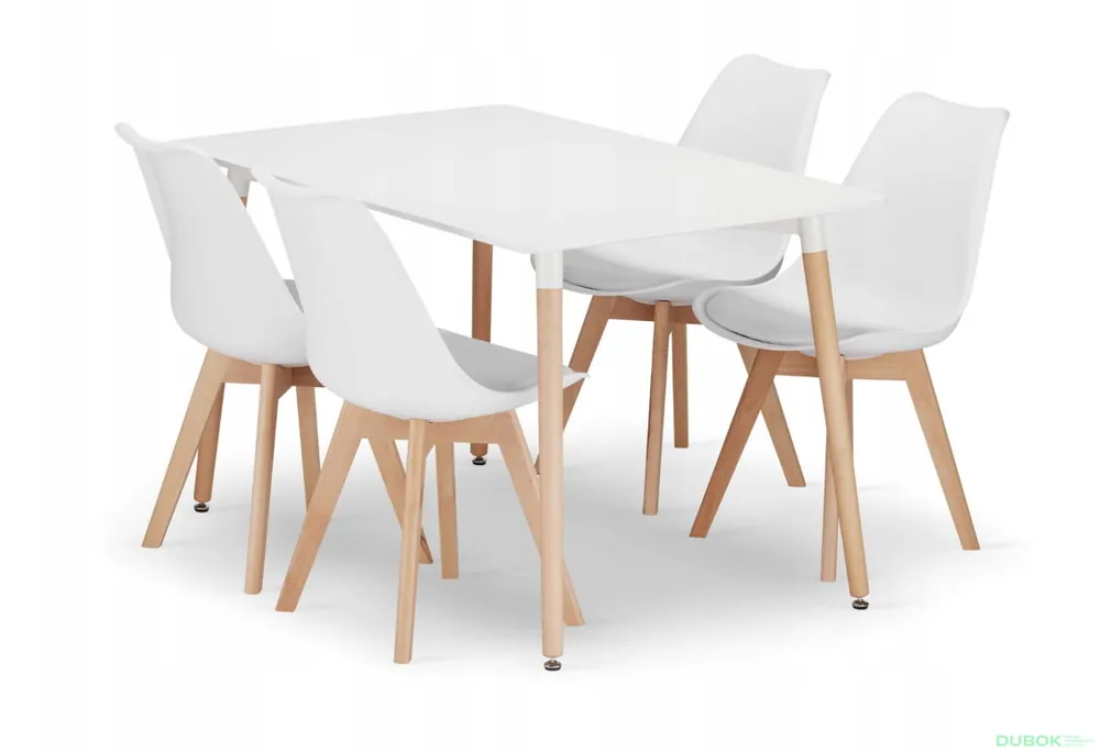 Sada obdélníkový stůl ADRIA 120x80 bílý + 4 židle MARK bílé Finální Výprodej