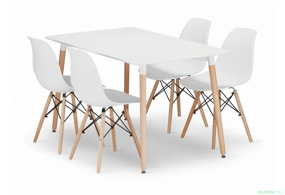 Pouze Dnes Sada obdélníkový stůl ADRIA 120x80 bílý + 4 židle OSAKA bílé