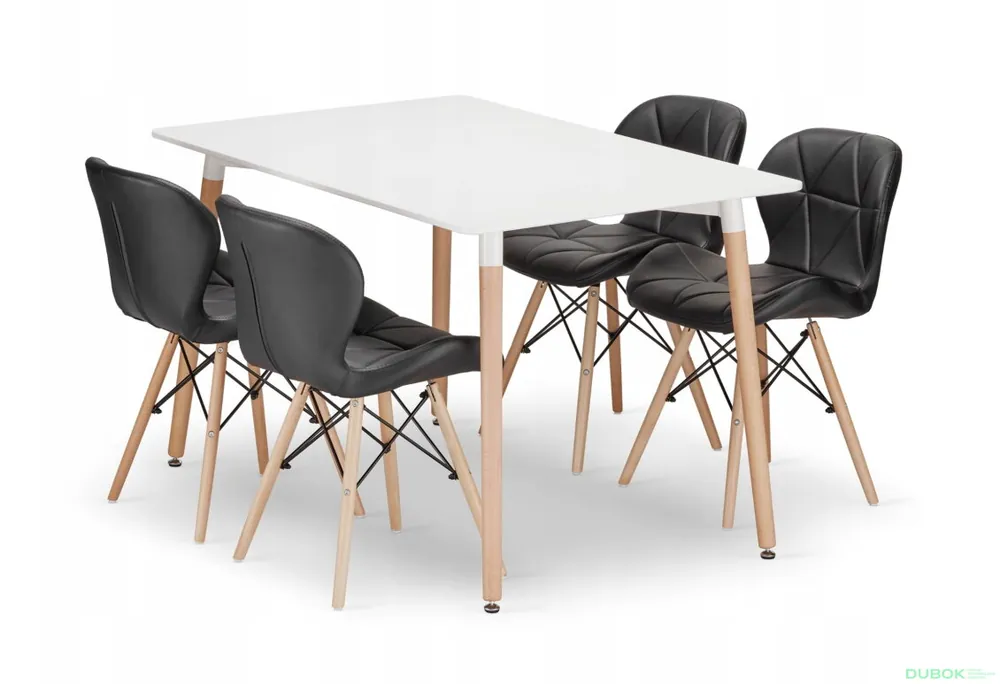 Sada obdélníkový stůl ADRIA 120x80 bílý + 4 židle LAGO černé Ihned K Objednání