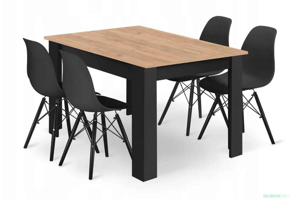 Sada obdélníkový stůl 120x80 craft + 4 židle OSAKA černé Must-Have