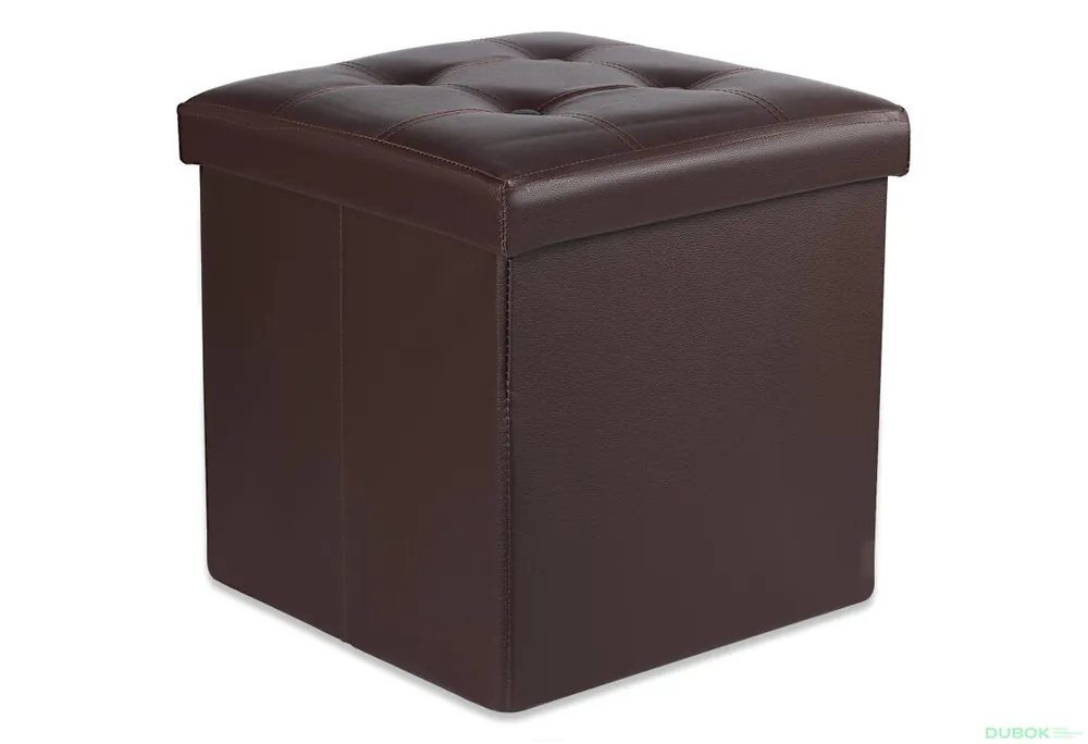 Jen Po Omezenou Doba Skládací puf L s knoflíky - 38x38x38 cm ekokůže hnědá