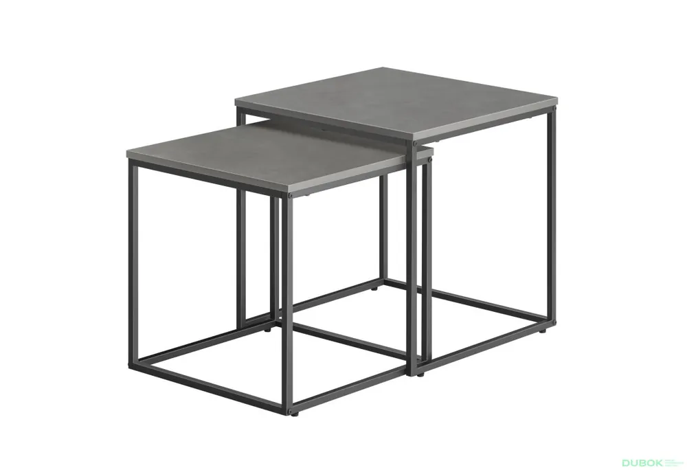Originální Konferenční stolek čtvercový 2ks - beton / černé nohy