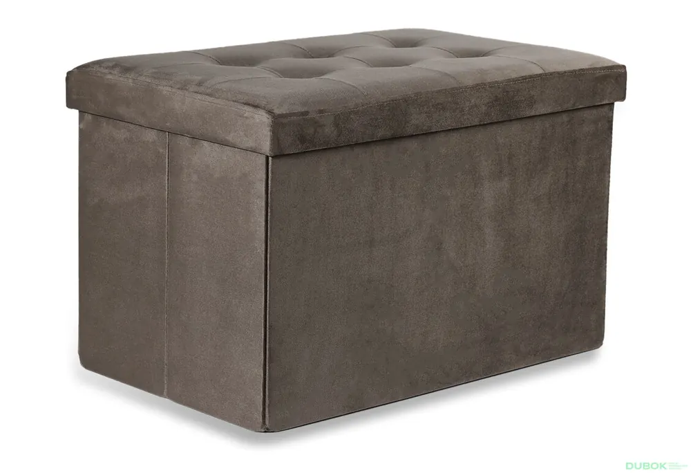 Poslední Šance Puf skládací XL s knoflíky - 60x38x38 cm samet hnědý