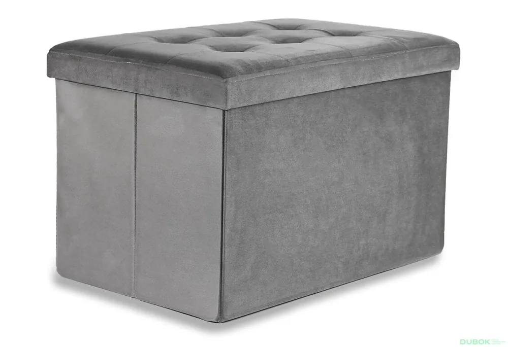 Akční Cena Skládací puf XL s knoflíky - 60x38x38 cm šedý samet