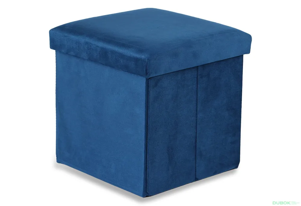 Skládací puf M - 30x30x30 cm samet modrý Nejlepší Volba