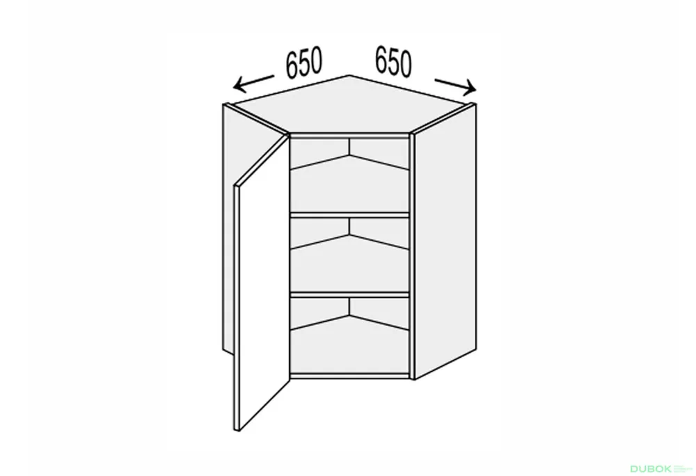 Přímo Od Výrobce Vrchní roh V 45°/720 (650x650) 1dveře Mary