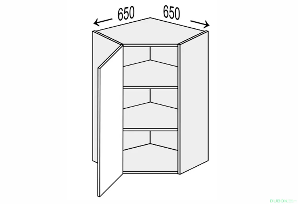 Vrchní roh V 45°/900 (650x650) 1dveře Pro Blum Vintage Poslední Šance