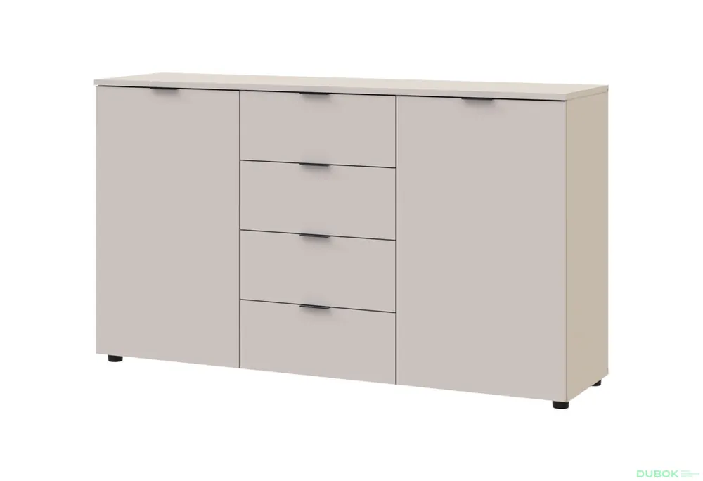 Horká Nabídka Komoda s dvířky a 4 zásuvkami Ron 5 140 cm kašmír