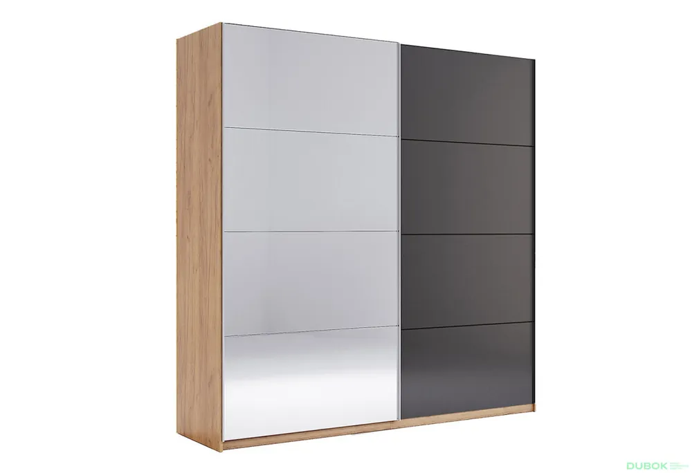 Aktuální Skříň s posuvnými dveřmi 2,0x2,1m (Dveře Mat Láva/Zrcadlo), série N Luna
