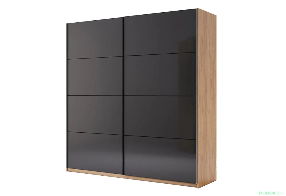 Finální Výprodej Skříň s posuvnými dveřmi 2.0x2.1m (Dveře Mat Láva), série N Luna