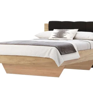 Akční Cena Postel 140x200, čalouněné čelo (bez rámu) Lava / dub kraft Luna