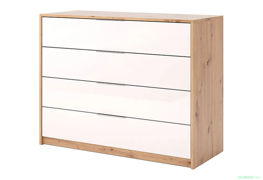Akční Nabídka Komoda 4š, bílý lesk Raymond