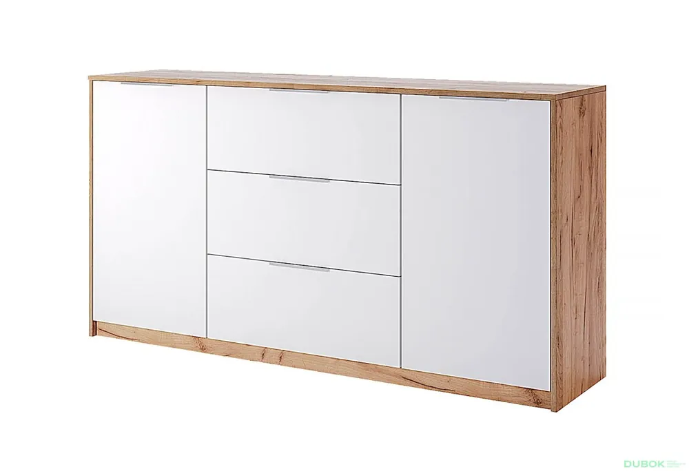 Komoda 2dv 3šuplíky 1.6 dub kraft / bílá Asti Levný