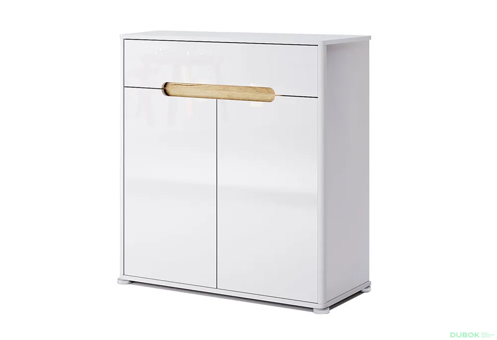 Časově Omezené Komoda 2D 1Š, bílý lesk Stella