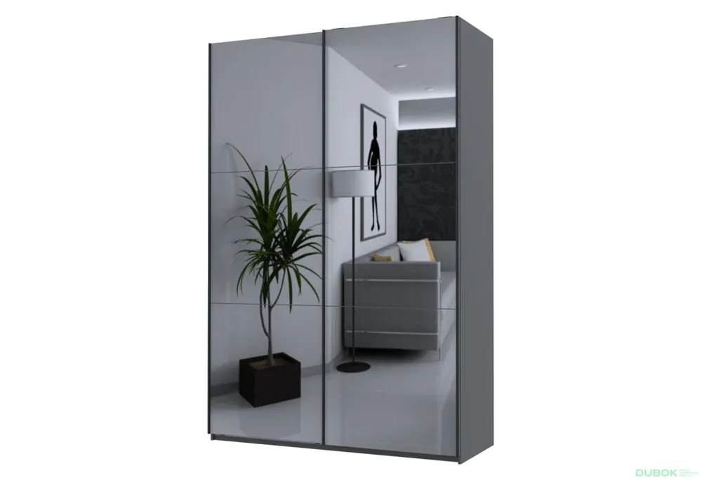 Skříň G-Caiser Doros s 2 zrcadly, 160 cm, grafit Sleva