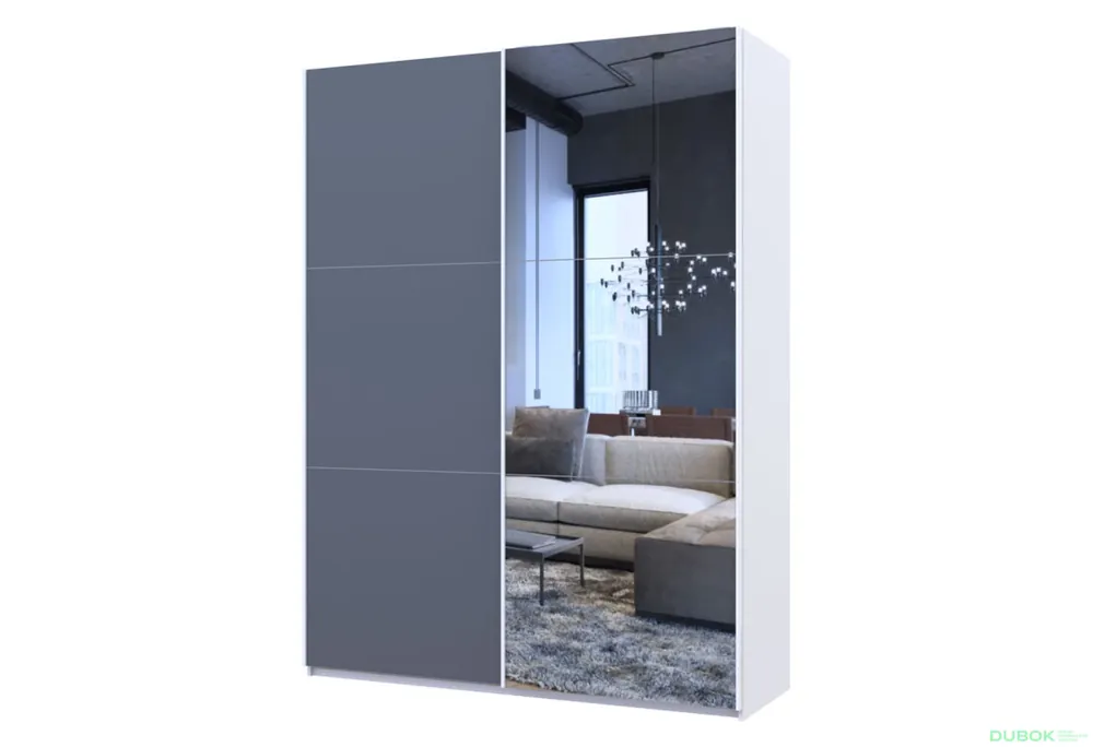 Rychlé Dodání Šatní skříň G-Caiser s 2 dveřmi LTD + zrcadlo, 160 cm, bílá / grafit