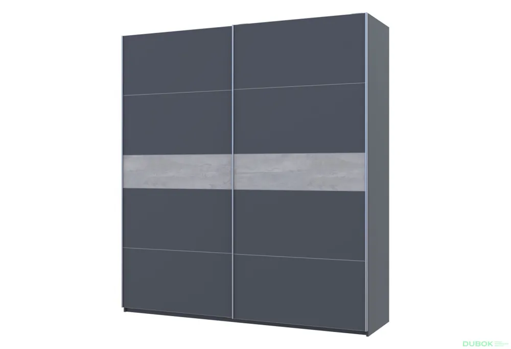 Skříň s posuvnými dveřmi G-Caiser, 2dveřová, DTD, 220 cm, grafit / vložka beton Sezónní Sleva