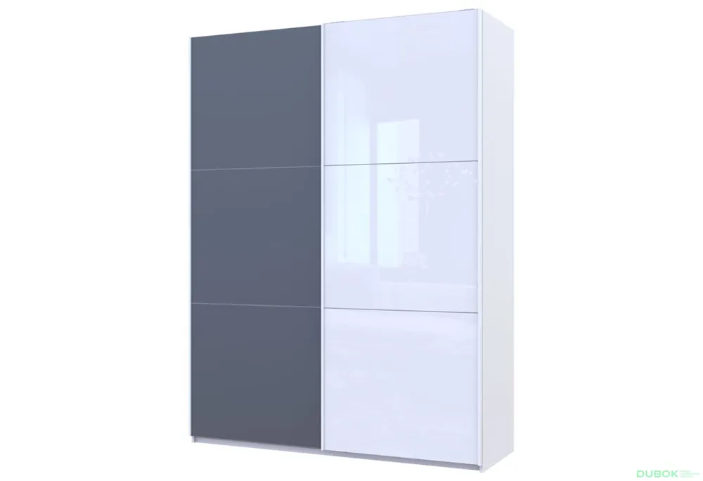 Skříň s posuvnými dveřmi Bílý Grafit/Bílý 1 DTD / 1 sklo / 3 části 180x60x240 G-Caiser Poslední Šance