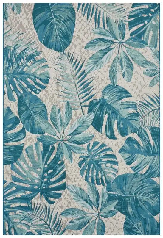 Nízká Cena Kusový koberec Flair 105618 Tropical Leaves Turqouise – na ven i na doma