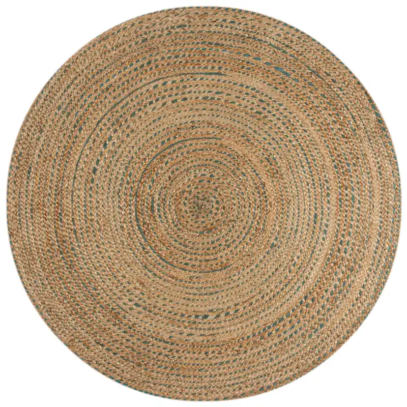 Kusový koberec Capri Jute Natural/Blue kruh Dokud Zásoby Vydrží
