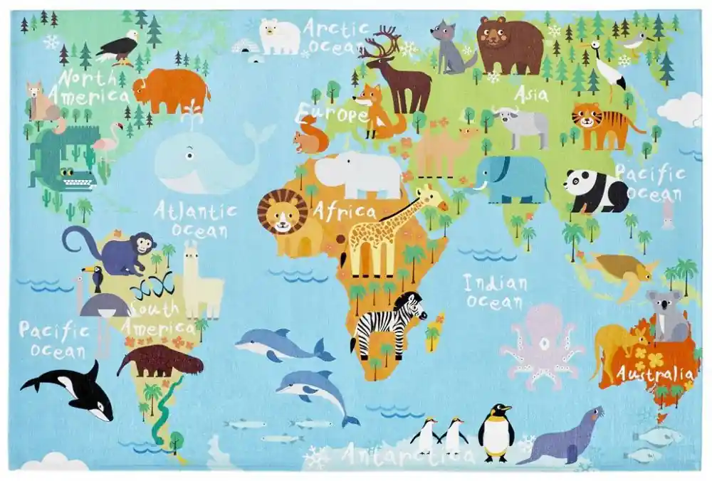 Omezená Nabídka Dětský kusový koberec Torino kids 233 WORLD MAP