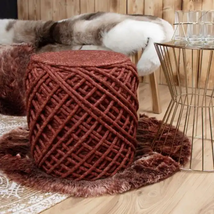 Pletený puf Pouf Royal 888 bordeaux Horká Nabídka