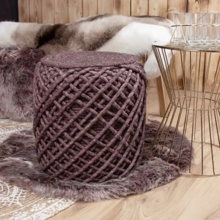 Pletený puf Pouf Royal 888 purple Omezená Nabídka