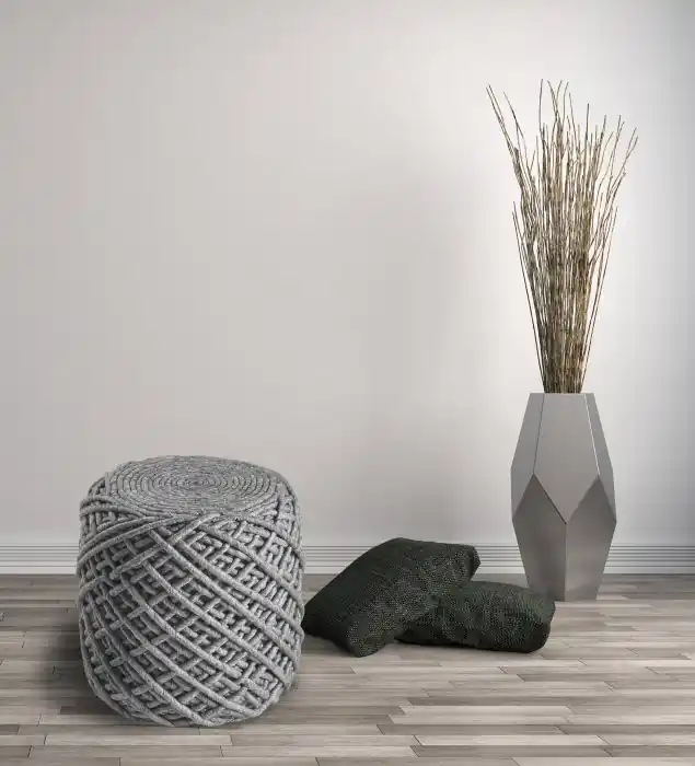 Super Cena Pletený puf Pouf Royal 888 silver