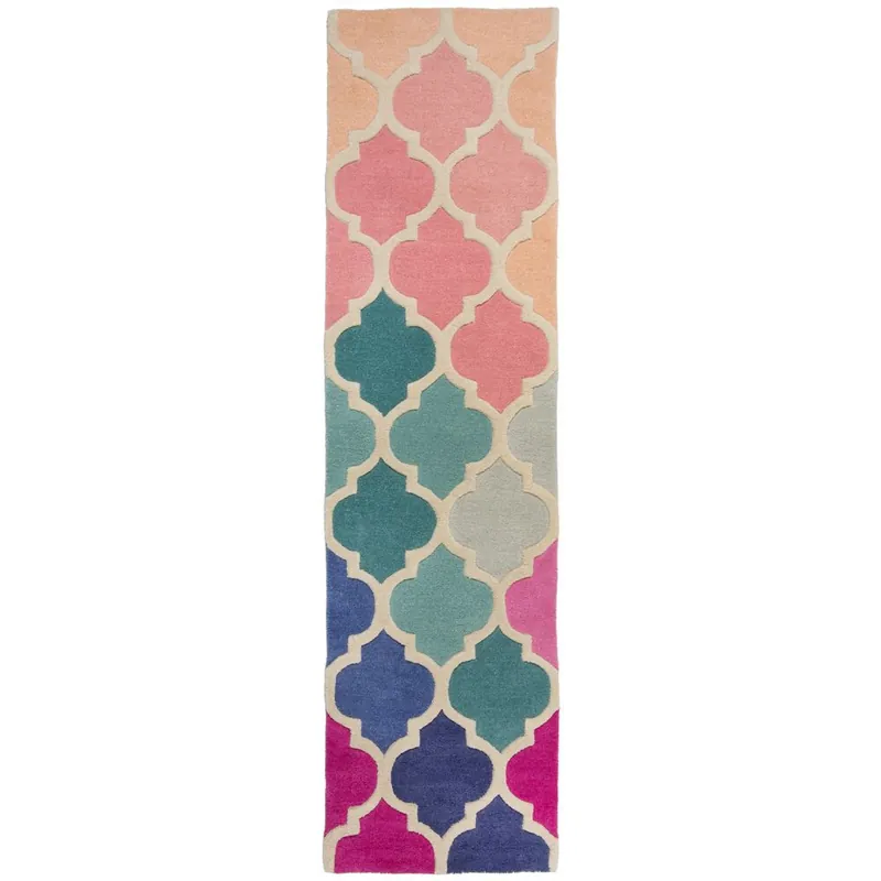 Finální Výprodej Ručně všívaný běhoun Illusion Rosella Pink/Blue