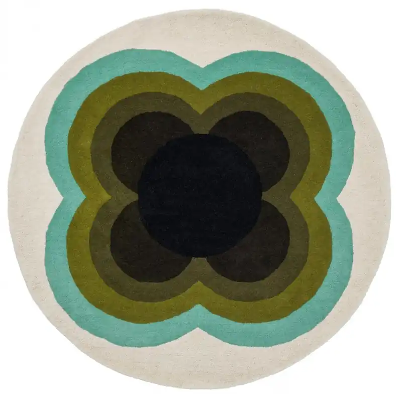 Objednat Nyní Moderní kruhový koberec Orla Kiely Sunflower Olive 60007