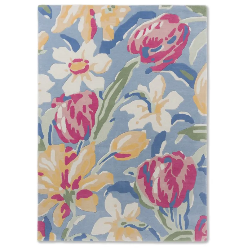 Bezpečná Platba Moderní květinový koberec Laura Ashley Tulips china blue 82208