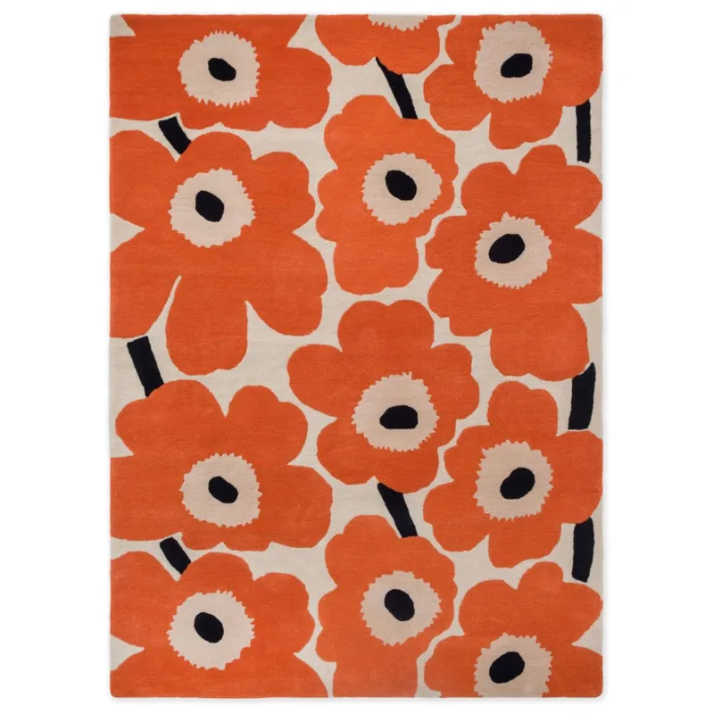 Hit Sezóny Designový vlněný koberec Marimekko Unikko oranžový 132403