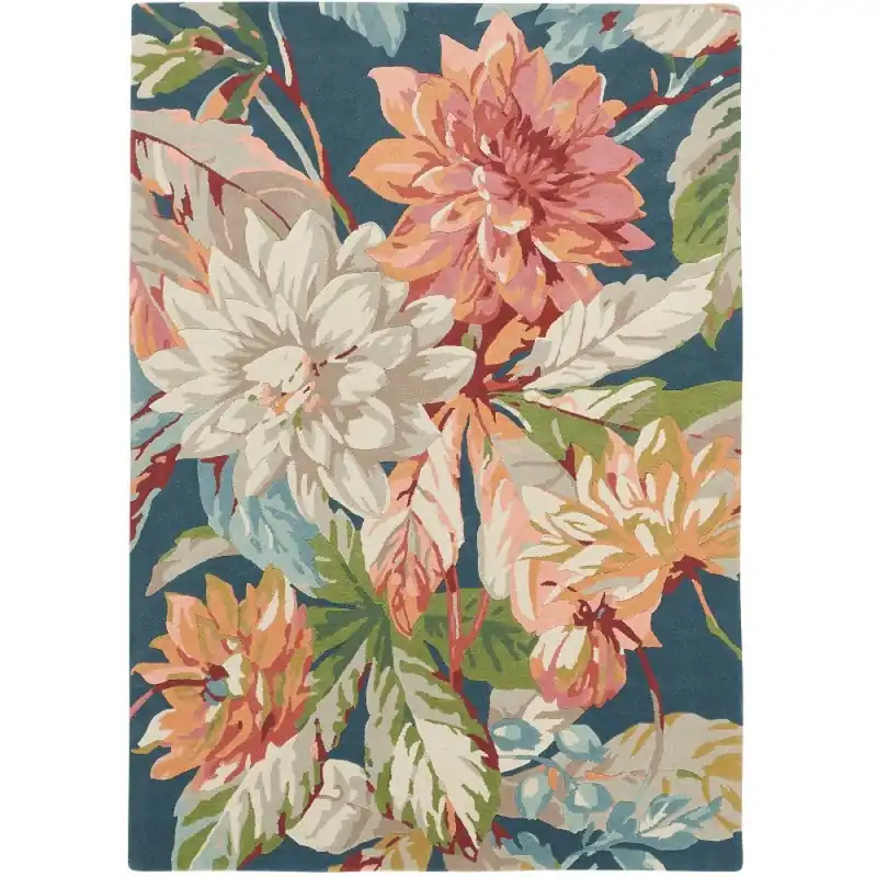 Super Cena Vlněný kusový koberec Sanderson Dahlia&Rosehit teal 050608