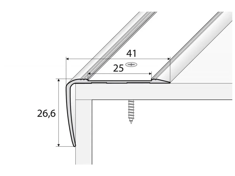 Protiskluzná schodová hrana 41 x 27 mm Výhodná Nabídka