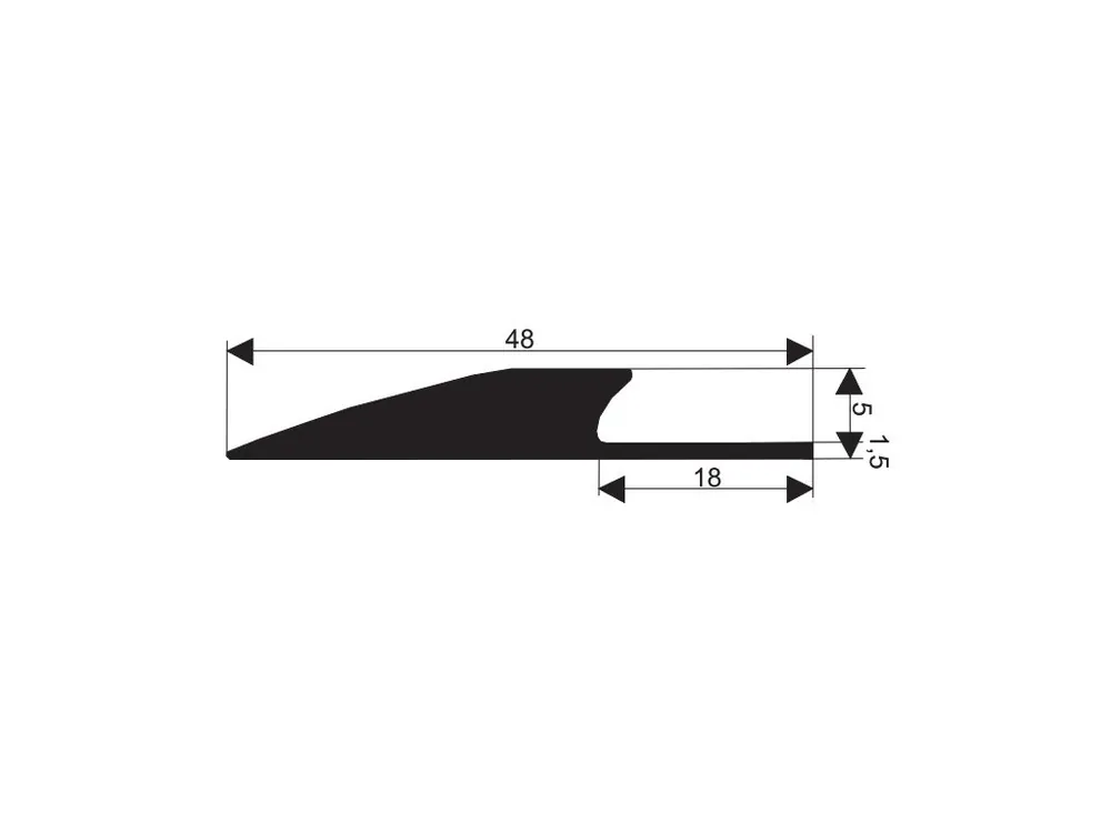 Ukončovací nájezdový profil k čisticí zóně černý 48 x 6,5 mm Značkový