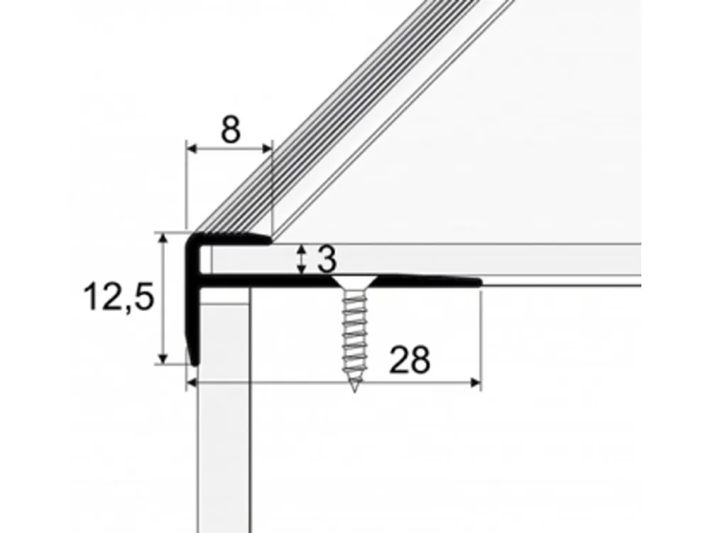 Schodová hrana na PVC a vinyl 3 mm Oblíbený