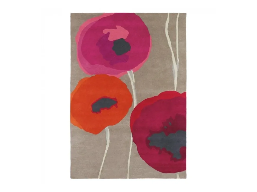 Hit Sezóny Vlněný kusový koberec Sanderson Poppies red/orange 45700 Brink & Campman