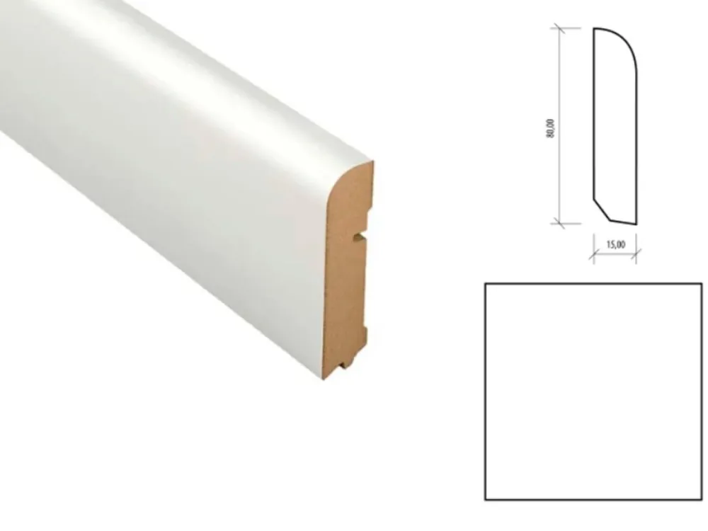 Obvodová lišta MDF bílá výška 80 mm Speciální Cena